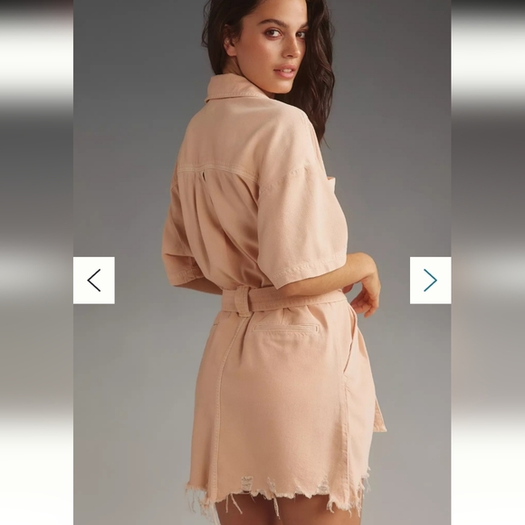 Antropologie Pilcro Short-Sleeve Destructed Denim Mini Dress-NWT - Picture 3 of 5